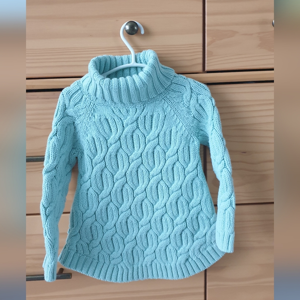 Cynthia Rowley Kids Girl Turquoise Mint Cable Knit Turtleneck Sweater Size 2T
